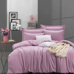 Set lenjerie bumbac ranforce Fresh Color - Lila, 200x220 cm, 2 fete de perna, cearsaf