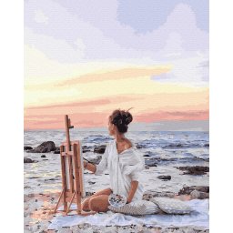 Set pictura pe numere, cu sasiu, Pictand marea, 40x50 cm