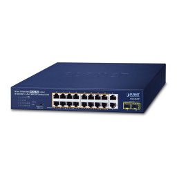 Switch PLANET 16-Port 10/100/1000T 802.3at Unmanaged Gigabit Ethernet (10/100/1000) Power over Ethernet (PoE) Blue
