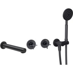 Set de duș TEMISTO, montare încastrată, cu pipa, finisaj nero – Cod BQT_N18P