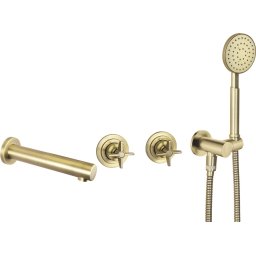Set de duș TEMISTO, montare încastrată, cu pipa, finisaj alamă – Cod BQT_M18P