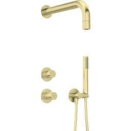 Set de duș SILIA HEXA, montare încastrată, cu dispersor de duș fix, finisaj auriu periat – Cod NHS_R9XK