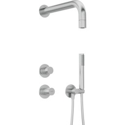 Set de duș SILIA HEXA, montare încastrată, cu dispersor de duș fix, finisaj oțel șlefuit – Cod NHS_F9XK