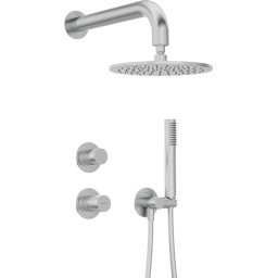 Set de duș SILIA HEXA, montare încastrată, cu pălărie de duș, finisaj oțel șlefuit – Cod NHS_F9YK