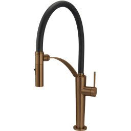 Baterie bucătărie CORDA, cu pipă flexibilă și 2 funcții, finisaj bronz periat – Cod BRC_C72M