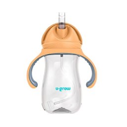 Cana cu pai tritan, orange, 300ml, U-Grow