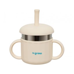 Cana din silicon cu pai si interior din inox,220 ml, U-Grow