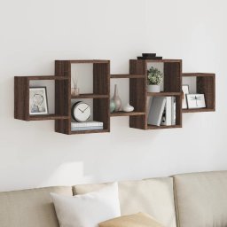 Raft de perete, stejar maro, 129x18x42 cm, lemn prelucrat GartenMobel Dekor