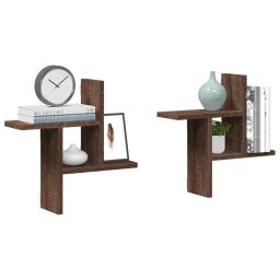 Rafturi perete 2 buc. stejar maro 38x12x38 cm lemn prelucrat GartenMobel Dekor
