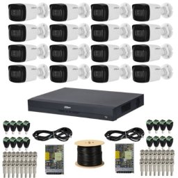 Sistem supraveghere Dahua 16 camere 4K 8MP IR 80m Microfon, DVR 16 canale 4K 8MP Audio WizSense, accesorii + Autocolant Rovision