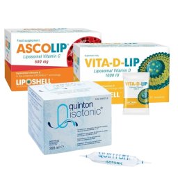 Pachet Vitamina C cu aroma de cirese, Vitamina D lipozomala si Plasma Quinton izotonic