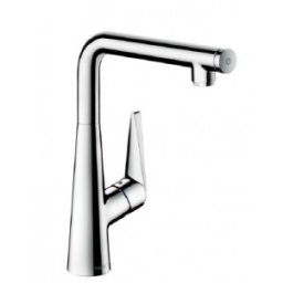 Baterie bucatarie Hansgrohe gama Metris Select 300, otel inoxidabil