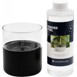 Pachet lumanare ambientala, TenderFlame LILLY 10, sticla neagra cu Tenderfuel 500 ml