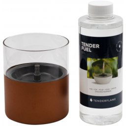 Pachet lumanare ambientala, TenderFlame LILLY 10, sticla cupru cu Tenderfuel 500 ml