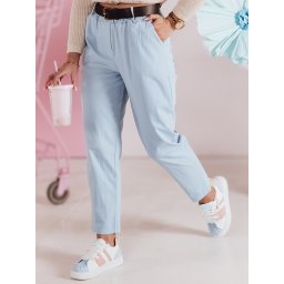 Pantaloni de damă SOFELIA cu curea, albastru deschis