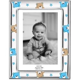 Rama Foto Bebelusi Argint 13x18 cm cu Ursuleti Bleu