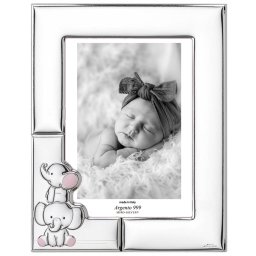 Rama Foto Argint Bebelusi 13x18cm cu Elefantei Roz