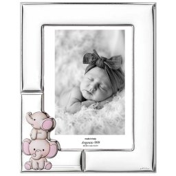 Rama Foto Argint Bebelusi 13x18 cm cu Elefantei Roz