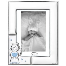 Rama Foto Argint Bebelusi 13x18cm cu Ingeras Bleu