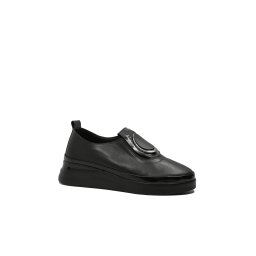 Pantofi slip-on Dogati cu talpa înaltă, negri din piele naturală MIR2450N-38 EU