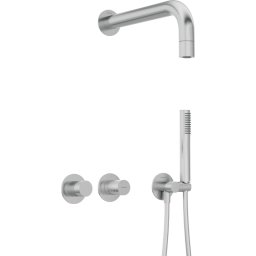 Set de duș SILIA HEXA, montare încastrată, baterie orizontal, finisaj oțel șlefuit – Cod NHS_F0XK