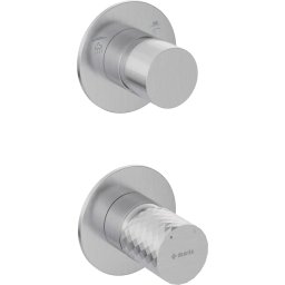 Baterie pentru duș încastrată SILIA HEXA, cu comutator – Finisaj oțel șlefuit – Cod BHS_F44P
