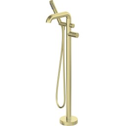 Baterie freestanding pentru cadă SILIA HEXA, cu set de duș – Finisaj auriu periat – Cod BHS_R17M