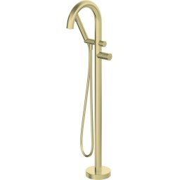 Baterie freestanding pentru cadă SILIA HEXA, cu set de duș – Finisaj auriu periat – Cod BHS_R17N