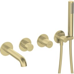 Baterie pentru cadă, 4 orificii, încastrată SILIA HEXA – Finisaj auriu periat – Cod BHS_R18P