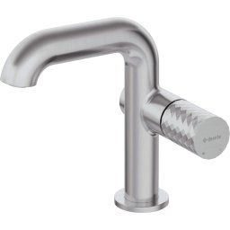 Baterie pentru chiuvetă SILIA HEXA, pipă dreptunghiulară – Finisaj oțel șlefuit – Cod BHS_F24M