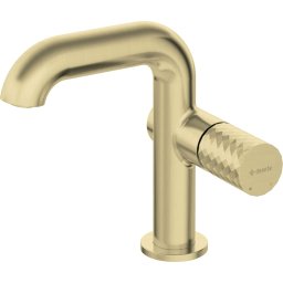 Baterie pentru chiuvetă SILIA HEXA, pipă dreptunghiulară – Finisaj auriu periat – Cod BHS_R24M