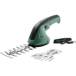 Foarfece de taiat iarba pe acumulator Bosch EasyShear 0600833303, 3.6 V, 1.5 Ah, 10/12 cm lungime cutit, cablu microUSB, cutie carton, cutit iarba 10 cm, cutit iarba 12 cm, Verde