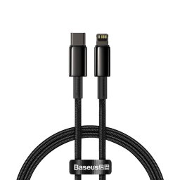 CABLU alimentare si date Baseus Tungsten Gold,Fast Charging Data Cable pt. smartphone,USB la Lightning 20W, braided,2m rezistent zgarieturi,negru