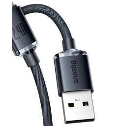 CABLU alimentare si date Baseus Crystal Shine, Fast Charging Data Cable pt. smartphone, USB la Lightning Iphone 2.4A, 2m, negru