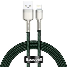 CABLU alimentare si date Baseus Cafule Metal, Fast Charging Data Cable pt. smartphone, USB la Lightning Iphone 2.4A, braided, 2m, verde