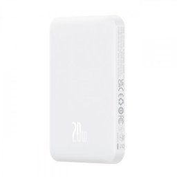 Baterie Externa Wireless Baseus Magnetic Mini, 5000mAh, 20W, PD + FQI, 1 x QI - 1 x USB-C, Alba