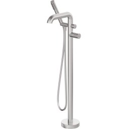 Baterie freestanding pentru cadă SILIA HEXA, cu set de duș – Finisaj oțel șlefuit – Cod BHS_F17M