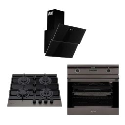 Plita Eclipse set 3 piese Inox-Sticla Neagra