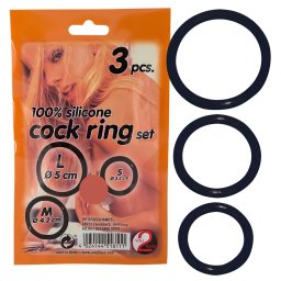 You2Toys - inel pentru penis set 3 bucăți - silicon negru