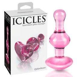 Icicles No. 75 - dop anal din sticlă cu inimioare (roz)