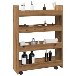 Carucior de depozitare îngust, 4 niveluri stejar artizanal lemn GartenMobel Dekor