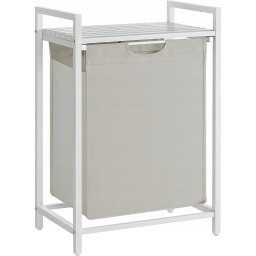 Dulap baie, Artool, placa raft MDF, cadru otel, cu compartiment rufe, alb, 50x33x72 cm