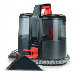 Aspirator pentru textil Techwood TAN-8005R, 185W, Li-Ion 220 mAh, Fara fir, Rezervor de apa curata si reziduala, Autonomie 40 min, 2 viteze, Negru/Rosu