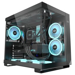 Carcasa Carcasa Middle Tower, ATX, fara sursa, sticla securizata, 6 ventilatoare incluse, iluminare ARGB, alb, USB 3.2 gen 1 x 2, USB Type-C x 2, mic, audio