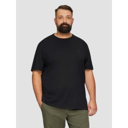 Tricou bărbați big sizes, cu decolteu la baza gâtului, cu logo, Negru (SELECTATI MARIMEA: 2XL)