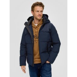 Geaca matlasata barbati, cu gluga si croiala Regular fit, Bleumarin (SELECTATI MARIMEA: 2XL)