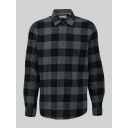 Camasa cu maneca lunga, barbati big size, imprimeu in carouri si croiala Regular fit, Verde inchis (SELECTATI MARIMEA: 2XL)