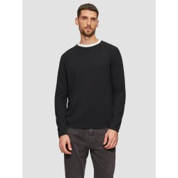 Pulover barbati, subtire, din bumbac, cu logo, Negru (SELECTATI MARIMEA: 2XL)