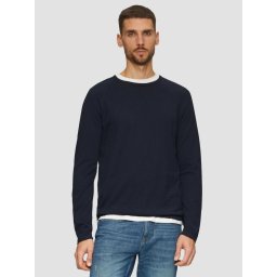 Pulover barbati, subtire, din bumbac, cu logo, Bleumarin (SELECTATI MARIMEA: 2XL)