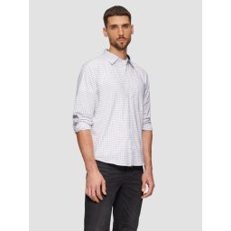Camasa barbati din amestec de bumbac si elastan, imprimeu in carouri, Alb (SELECTATI MARIMEA: 2XL)